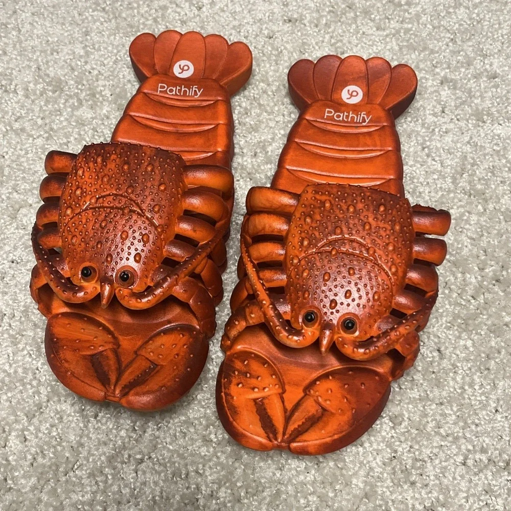 New Novelty Lobster Slippers Slides Flip Flops Sandals Mens 9.5-10/EU 42/43 - Picture 1 of 7